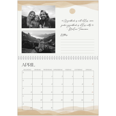 Fotokalender A4 Dubbel (30 x 40 cm) — Welzijn quotes [April]