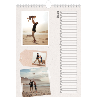 Verjaardagskalenders A4 — Foto's met plakband [Maart]