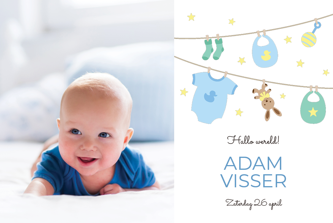 Uitnodigingen — Blauwe babykleertjes