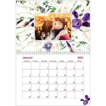 Fotokalender A4 Dubbel — Kleurrijke bloemenachtergrond