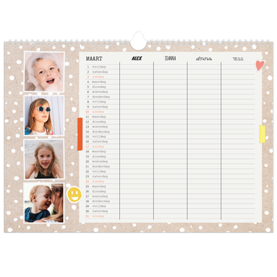A3 Familieplanners — Rustiek - gezinsplanner 4 personen [Maart]