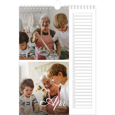 Verjaardagskalenders A4 — Handgeschreven maanden [April]