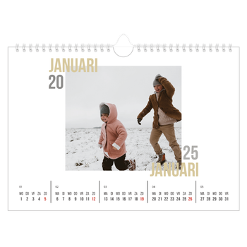 Fotokalender A4 — Dubbele tekst