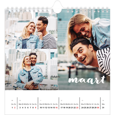 Jaarkalenders vierkant — Schuingedrukte letters [Maart]