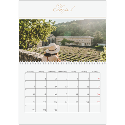 Fotokalender A4 Dubbel (30 x 40 cm) — Gouden banner [April]