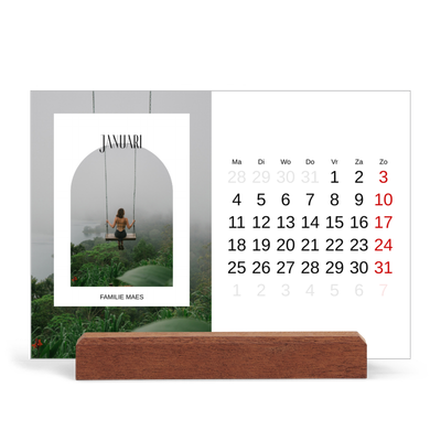 Bureaukalender met houten standaard  — De open boog [Januari]