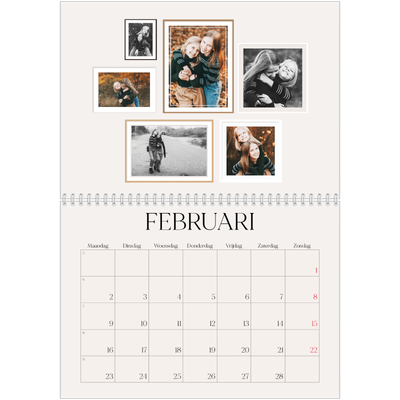 Fotokalender A4 Dubbel (30 x 40 cm) — Fotowand gallerij [Februari]