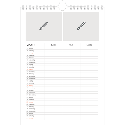 A4 Familieplanners — Ontwerp je eigen product - 3-persoons gezin [Maart]
