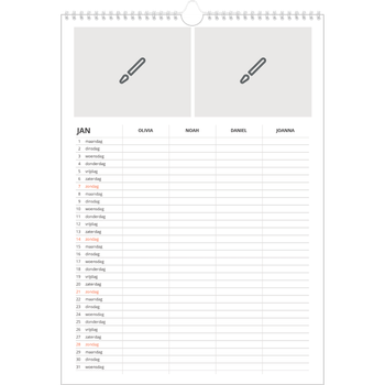 Fotokalender A3 — Ontwerp je eigen product - 4-persoons gezin