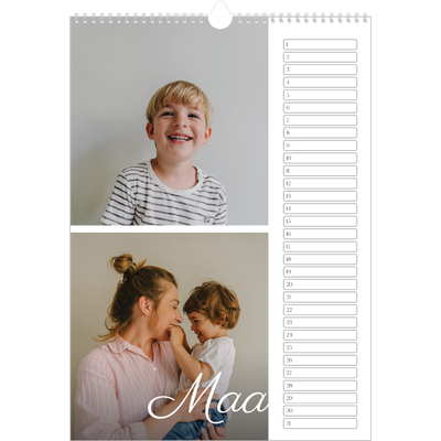 Verjaardagskalenders A3 — Handgeschreven maanden [Maart]