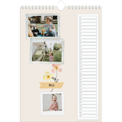 Verjaardagskalenders A4 — Vintage scrapbook [Mei]