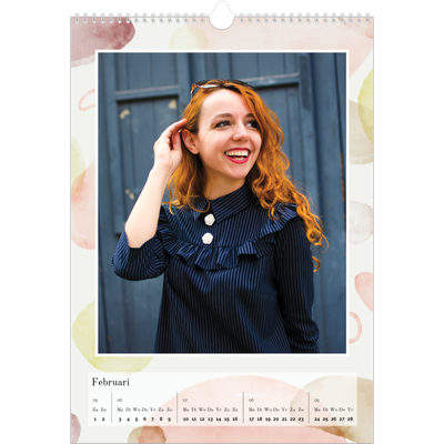 A3 Jaarkalender — Aquarel vlekkenpatroon [Februari]