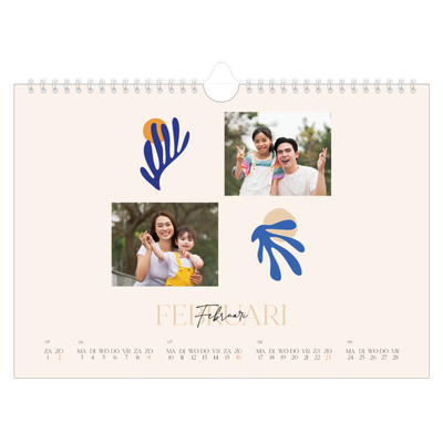 Fotokalender A4 — Minimalistisch koraal [Februari]