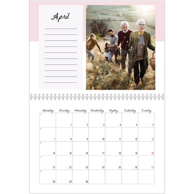 Fotokalender A4 Dubbel (30 x 40 cm) — Kalender Lijst [April]