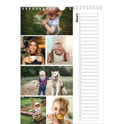 Verjaardagskalenders A4 — Collage in blokkenpatroon [Maart]