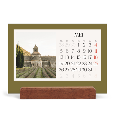 Bureaukalender met houten standaard  — Klassieke kleuren [omslag]