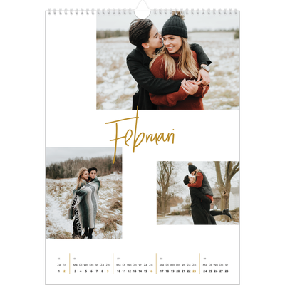 A3 Jaarkalender — Goudkleurige letters [Februari]