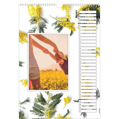 Verjaardagskalenders A3 — Kleurrijke bloemenachtergrond [Maart]