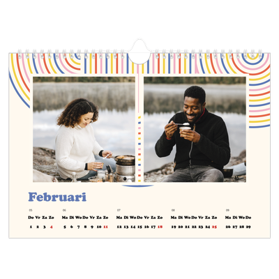 Fotokalender A4 — Retro strepen [Februari]