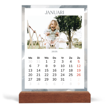 Bureaukalender met houten standaard — Verfkwast effect