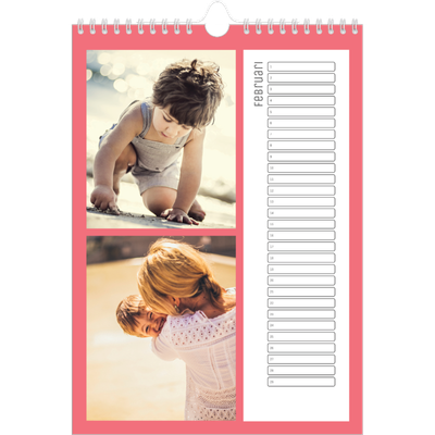 Verjaardagskalenders A4 — Kleurrijke kaders [Februari]