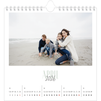 Jaarkalenders vierkant — Gevarieerd lettertype [April]