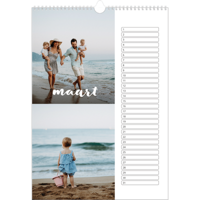 Verjaardagskalenders A3 — Schuingedrukte letters [Maart]