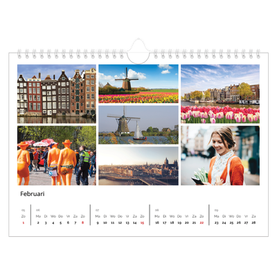 Fotokalender A4 — Collage in blokkenpatroon [Februari]