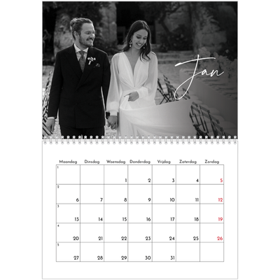 Fotokalender A4 Dubbel (30 x 40 cm) — Elegant schrift [Januari]