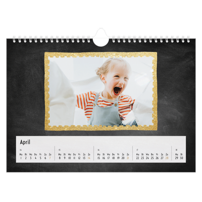 Fotokalender A4 — Foto in glitterrand [April]