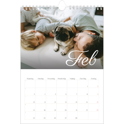 Fotokalender A4 (20 x 30 cm) — Handgeschreven maanden [Februari]