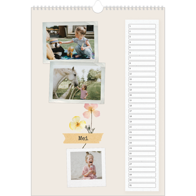 Verjaardagskalenders A3 — Vintage scrapbook [Mei]