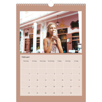 A3 Jaarkalender — Achtergrond in aardetinten [Februari]