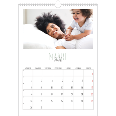 A3 Jaarkalender — Gevarieerd lettertype [Maart]