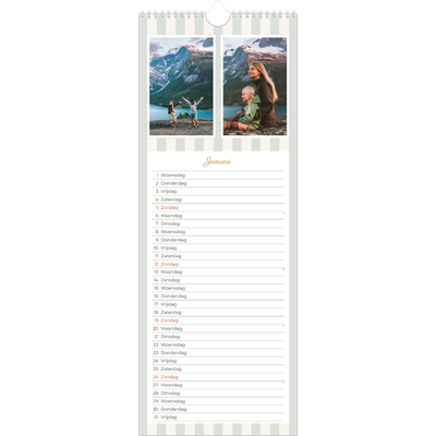Smalle kalender  — Schrift en strepen [Januari]