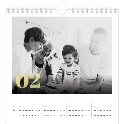 Jaarkalenders vierkant — Grote glitter cijfers [Februari]