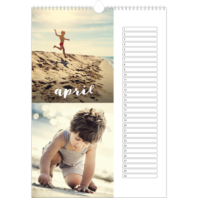 Verjaardagskalenders A3 — Schuingedrukte letters [April]