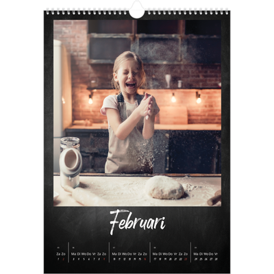 A3 Jaarkalender — Krijtbord stijl [Februari]