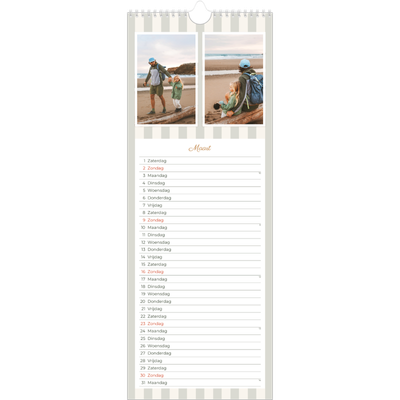 Smalle kalender  — Schrift en strepen [Maart]