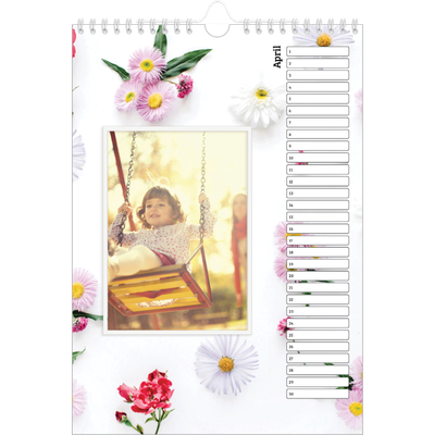 Verjaardagskalenders A4 — Kleurrijke bloemenachtergrond [Mei]