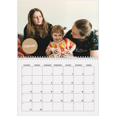 Fotokalender A4 Dubbel (30 x 40 cm) — Fotosticker [Februari]