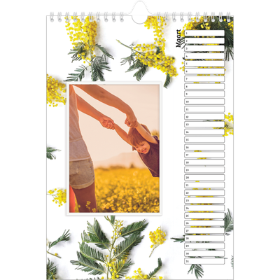 Verjaardagskalenders A4 — Kleurrijke bloemenachtergrond [April]