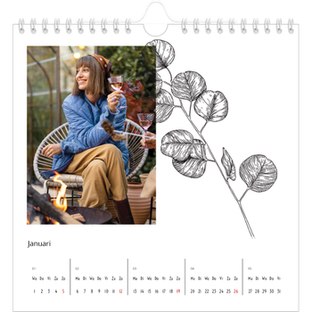 Fotokalender Vierkant — Getekende bloemen