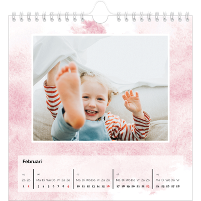 Jaarkalenders vierkant — Aquarel achtergronden [Februari]