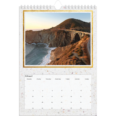 Fotokalender A4 (20 x 30 cm) — Gouden marmerpatroon [Februari]