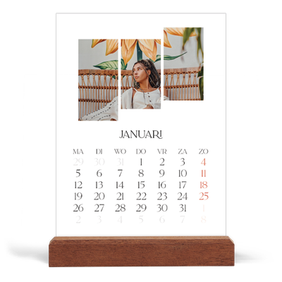 Bureaukalender met houten standaard  — Reismozaïeken [Januari]