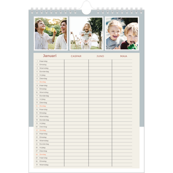 Fotokalender A4 — Aardse tonen - gezinsplanner 3 personen