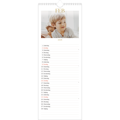 Smalle kalender  — Gouden tekst groot [Februari]