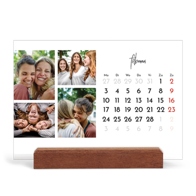 Bureaukalender met houten standaard  — Foto arrangement [Februari]