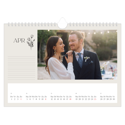 Fotokalender A4 — Initialen in bloei [April]